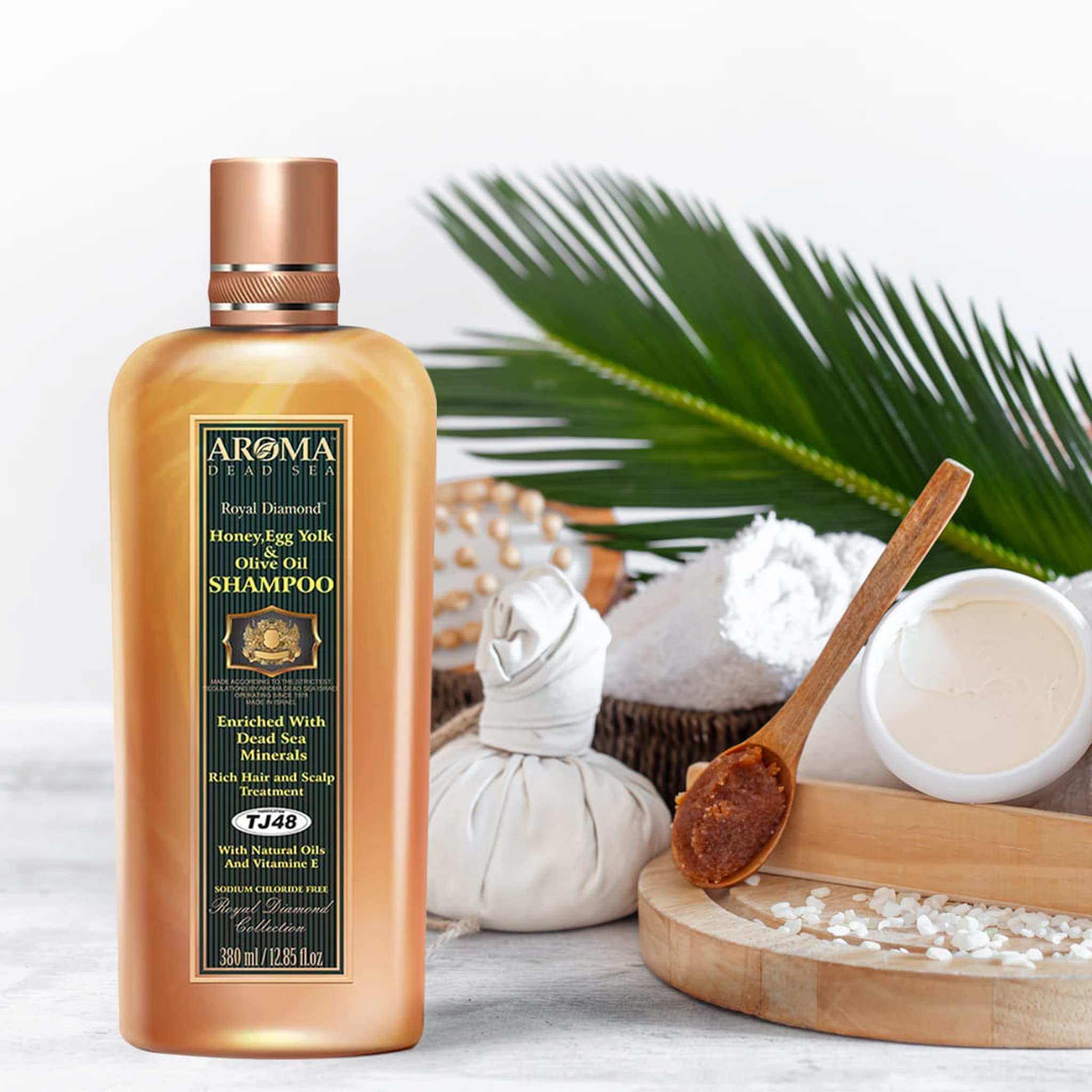 AROMA DEAD SEA Honey, Egg Yolk & Olive Oil Shampoo – Salon Grade for Straightened Hair, 16.9 fl oz
