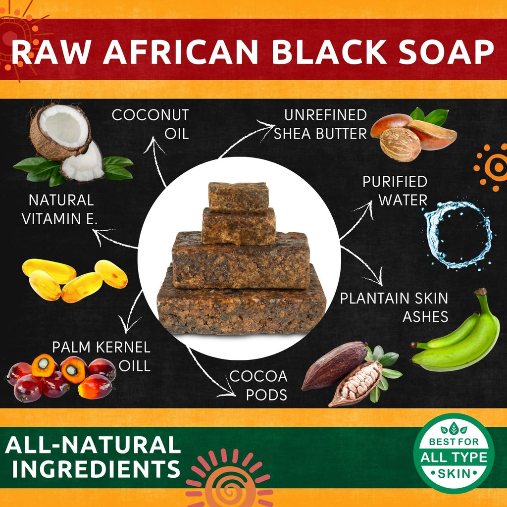 Aroma Depot Raw African Black Soap Bars from Ghana (3 lbs.) – Natural Skin Cleanser