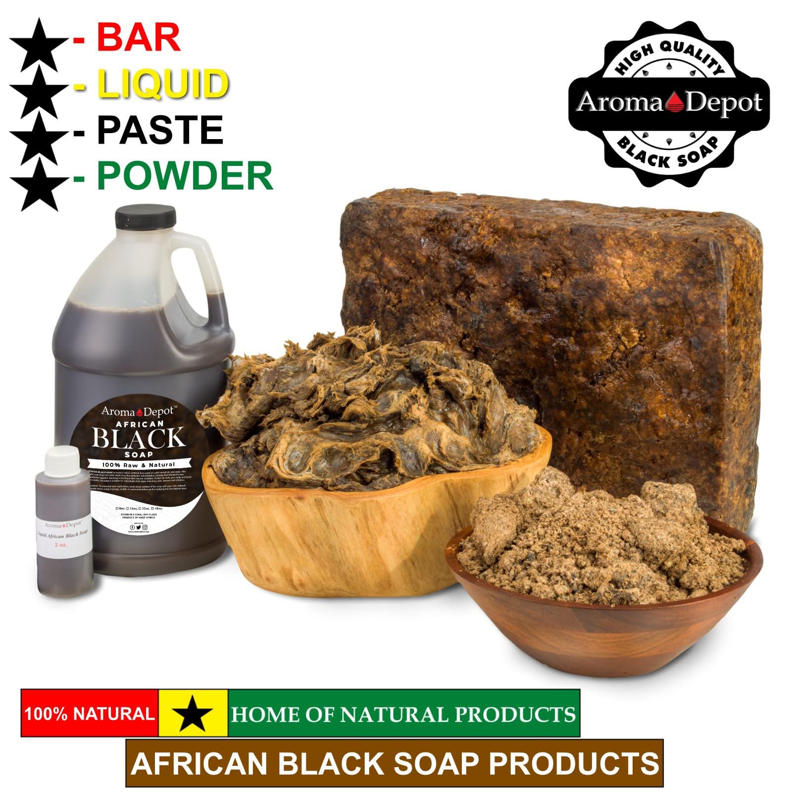 Aroma Depot Raw African Liquid Black Soap – 100% Natural, Handmade from Ghana