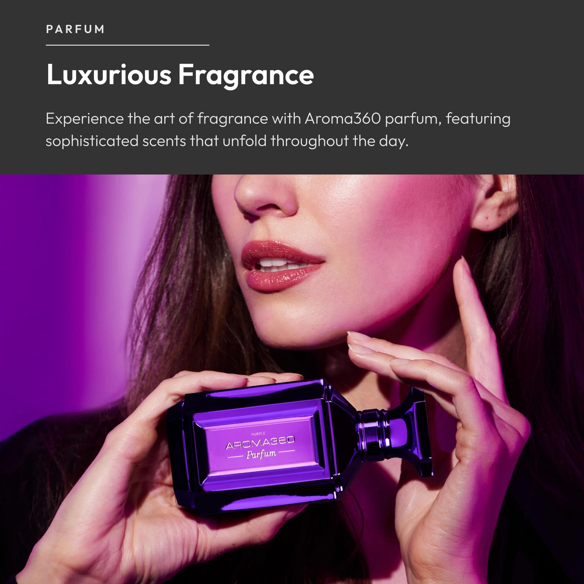 Aroma360 Women's Perfume - Luxurious Neroli, Peppercorn & Amber | Purple, 50 mL