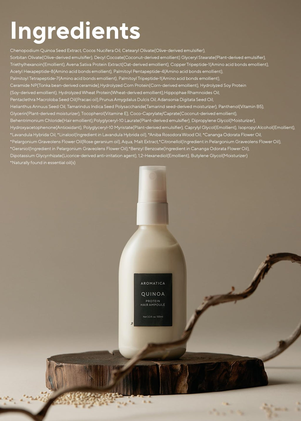 AROMATICA Quinoa Protein Hair Ampoule – Vegan, Silicone-Free Hair Serum