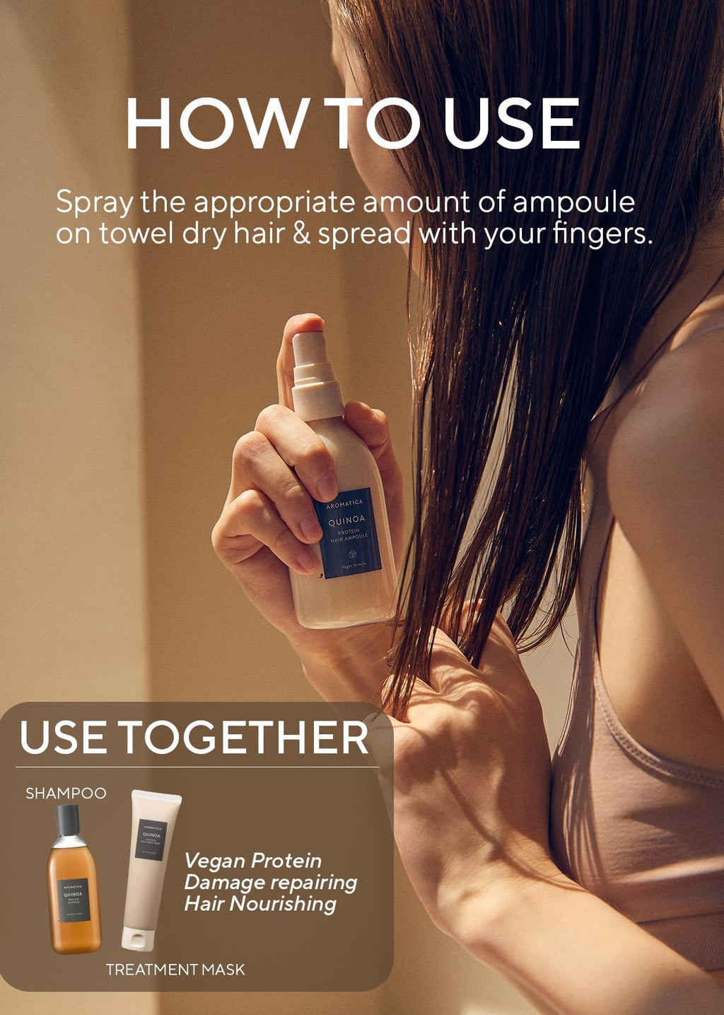 AROMATICA Quinoa Protein Hair Ampoule – Vegan, Silicone-Free Hair Serum
