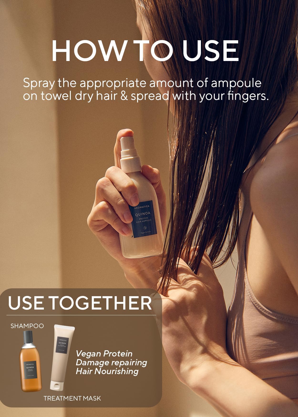 AROMATICA Quinoa Protein Hair Ampoule – Vegan, Silicone-Free Hair Serum