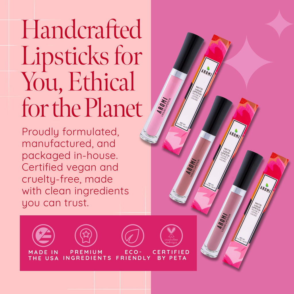 Aromi Baby Pink Matte Liquid Lipstick – Velvety Matte, Long-Lasting, Vegan