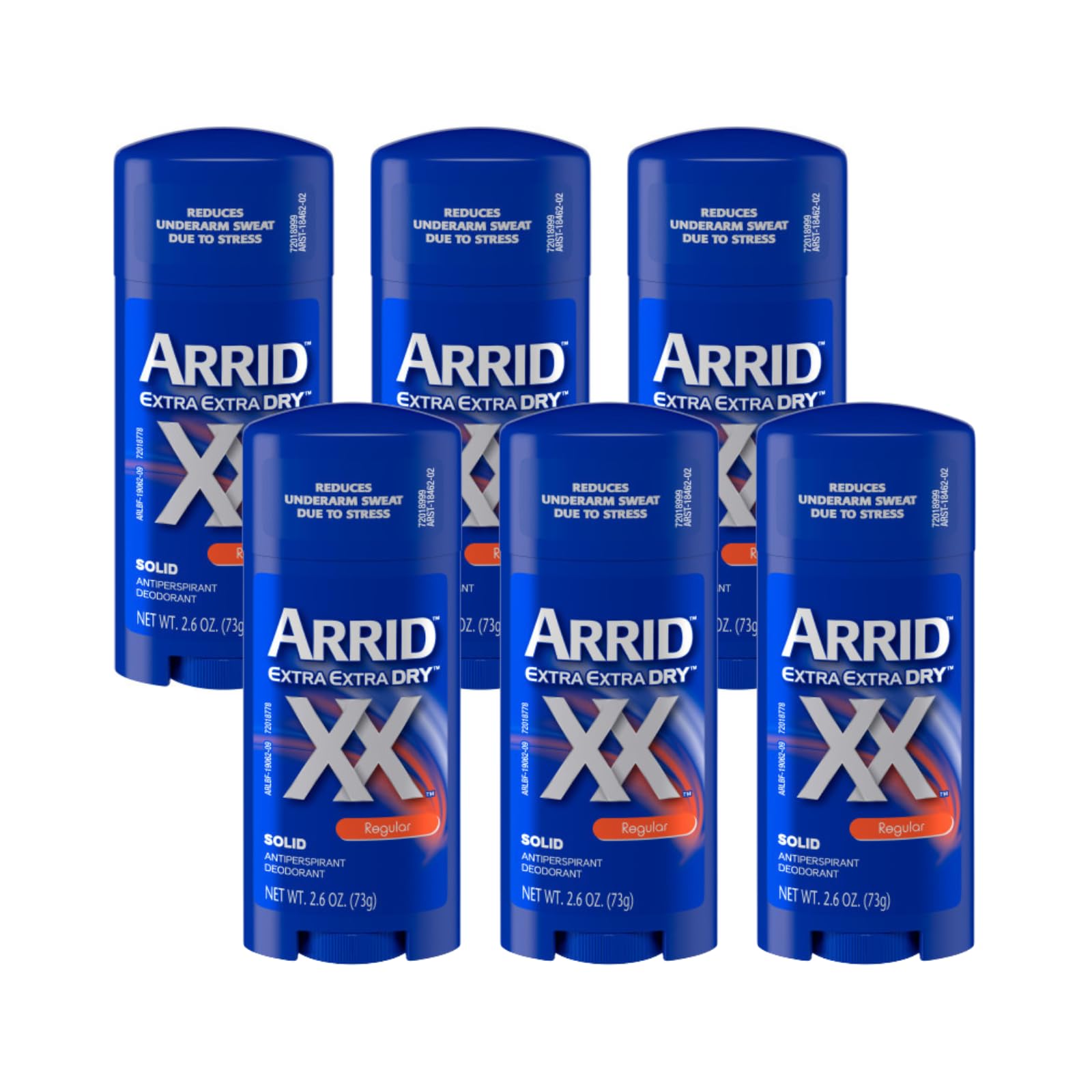 Arrid XX Extra Extra Dry Solid Antiperspirant Deodorant, Regular, 2.6 oz (Pack of 6)