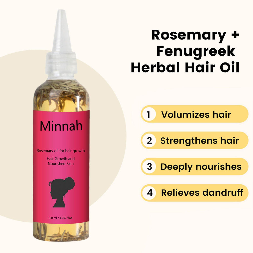 Minnah Hair Growth Oil - Extra Strength Rosemary + Fenugreek | ARSYCHLL