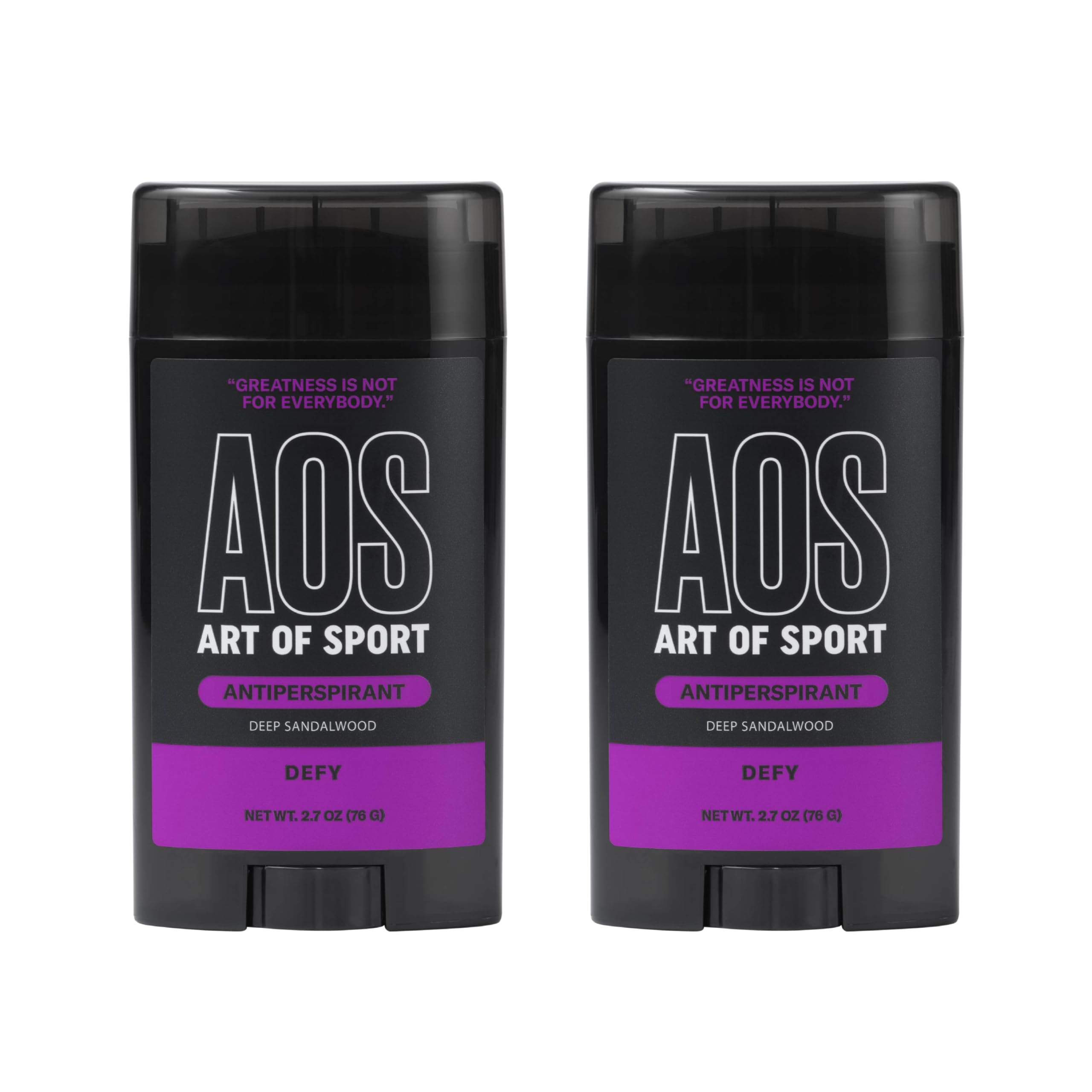 Art of Sport Defy Sandalwood Antiperspirant for Athletes – 2 x 2.7 oz, Natural Botanicals