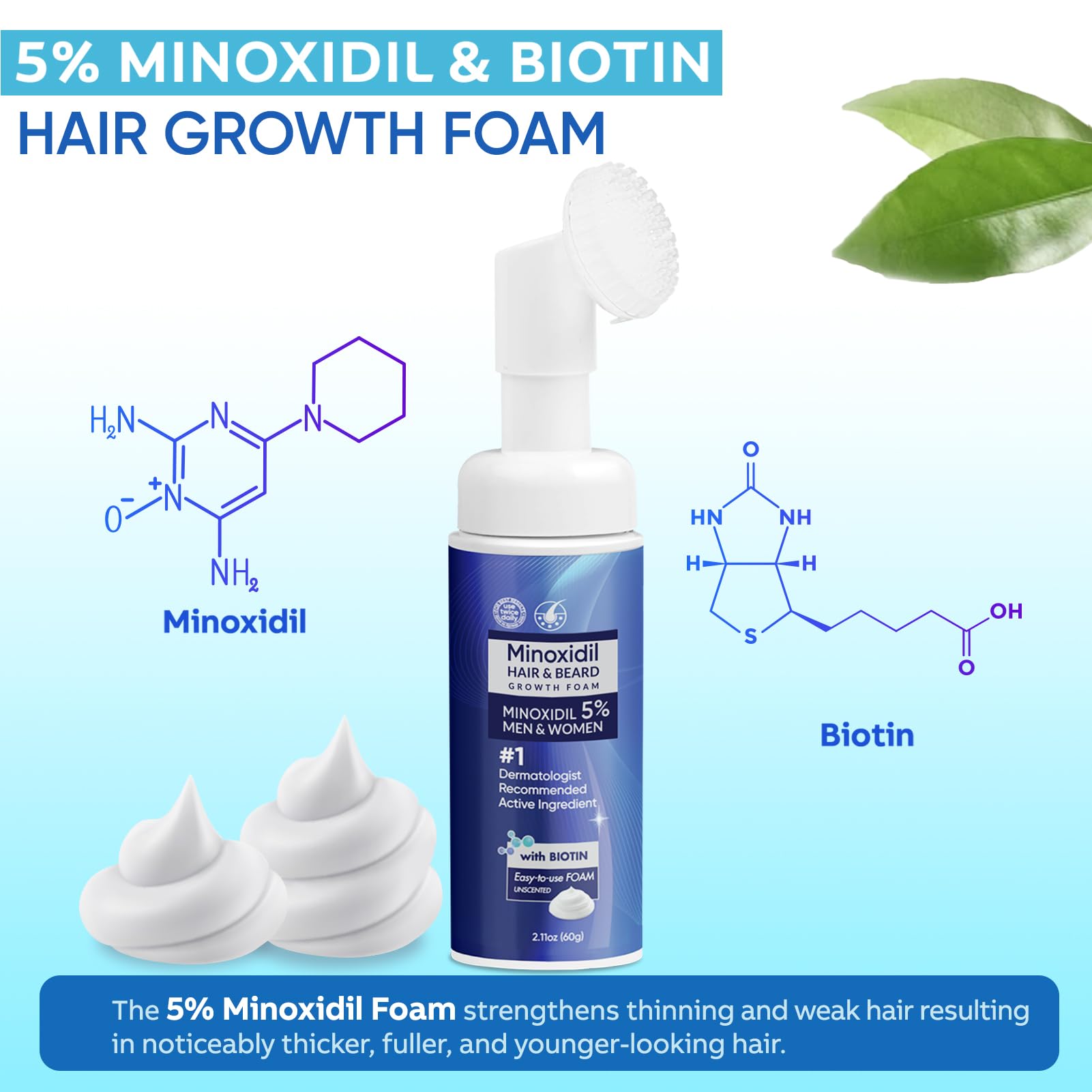 Artimore 5% Minoxidil Foam for Hair Growth – Men & Women, 12 oz