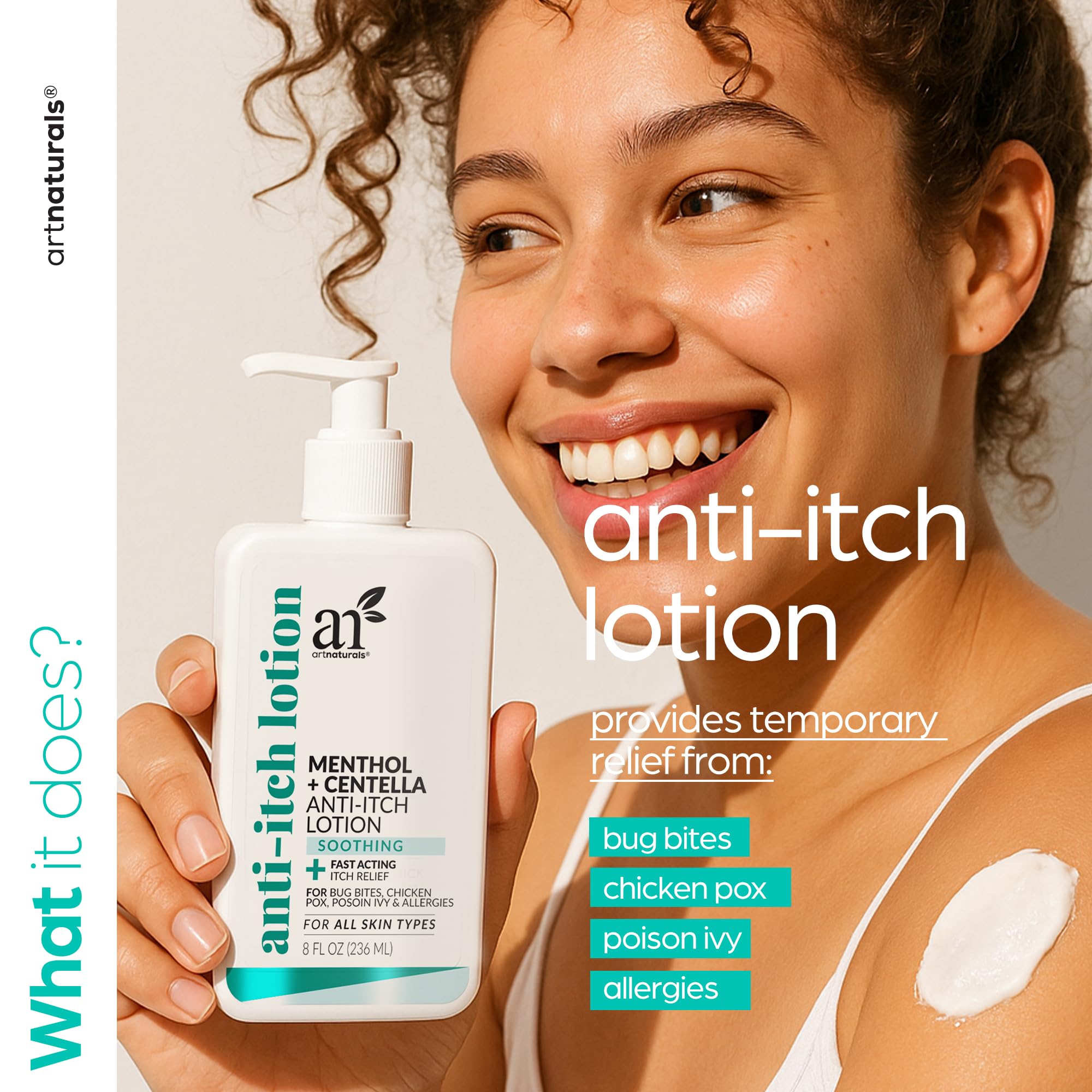Artnaturals Anti-Itch Lotion – Menthol & Centella, Fast Cooling Relief (2x8 oz)