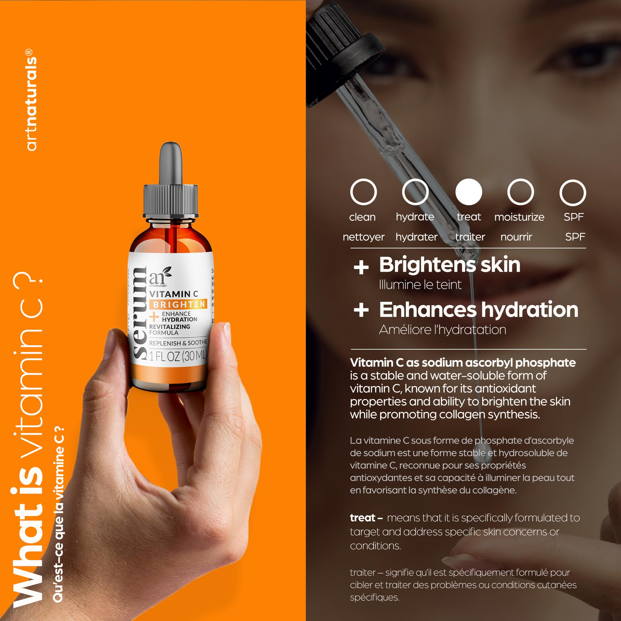 artnaturals Anti-Aging Vitamin C Serum – 1 oz with Hyaluronic Acid & Vitamin E