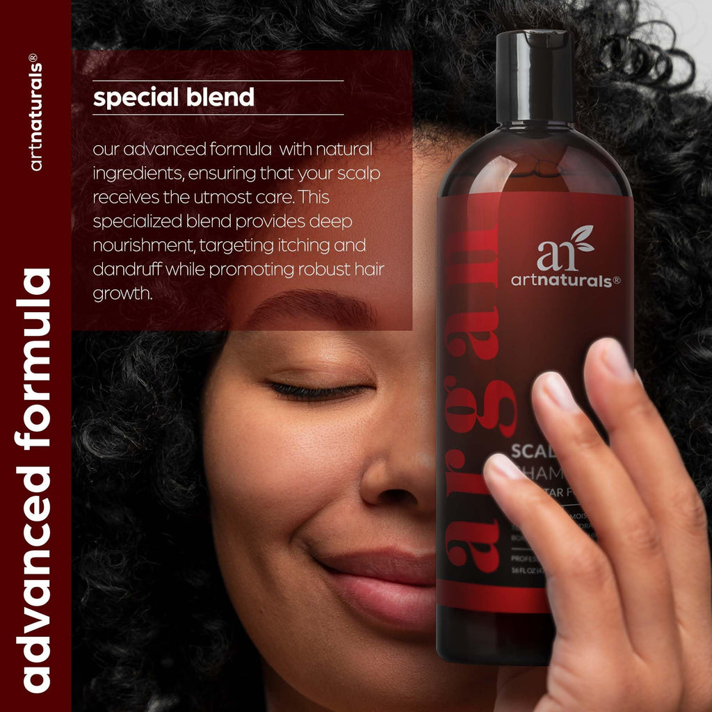 ArtNaturals Therapeutic Argan Shampoo with Coal Tar - 16 oz | Sulfate-Free, Anti-Itch & Scalp Support