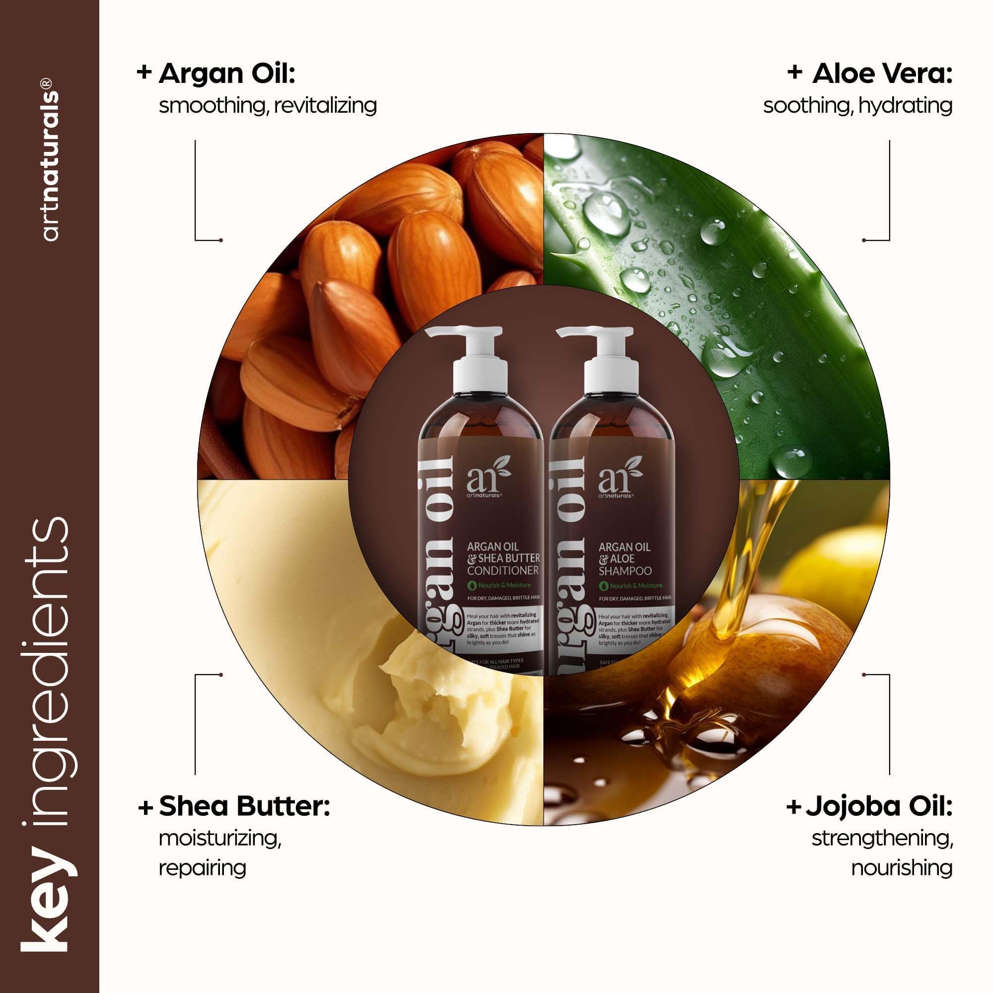 Artnaturals Argan Oil Shampoo & Conditioner Set - Sulfate-Free with Moroccan Oil & Keratin | Hydrate, Repair, Defy Frizz for All Hair Types | 16 fl oz x 2