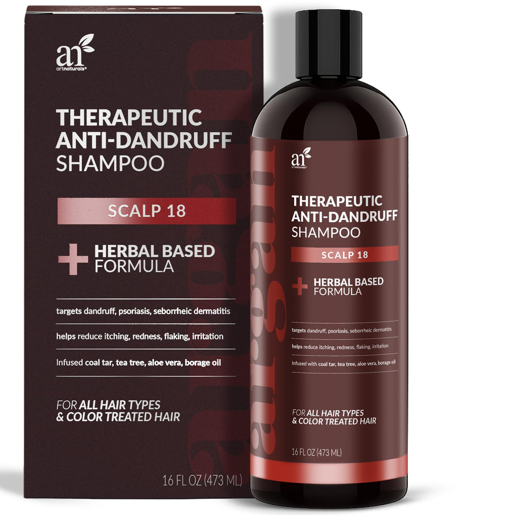 ArtNaturals Therapeutic Argan Shampoo with Coal Tar - 16 oz | Sulfate-Free, Anti-Itch & Scalp Support