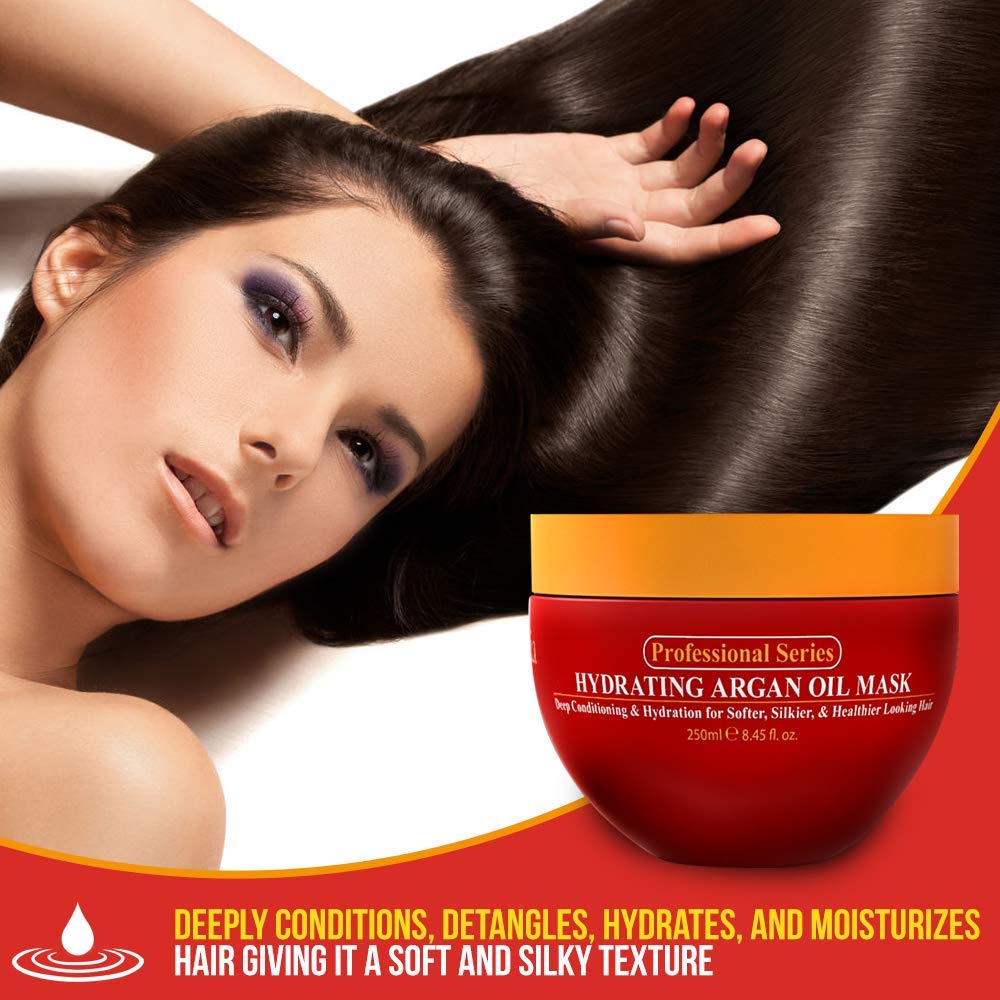 Arvazallia Hydrating Argan Oil Hair Mask & Deep Conditioner – For Dry or Damaged Hair (8.45 oz Jar)
