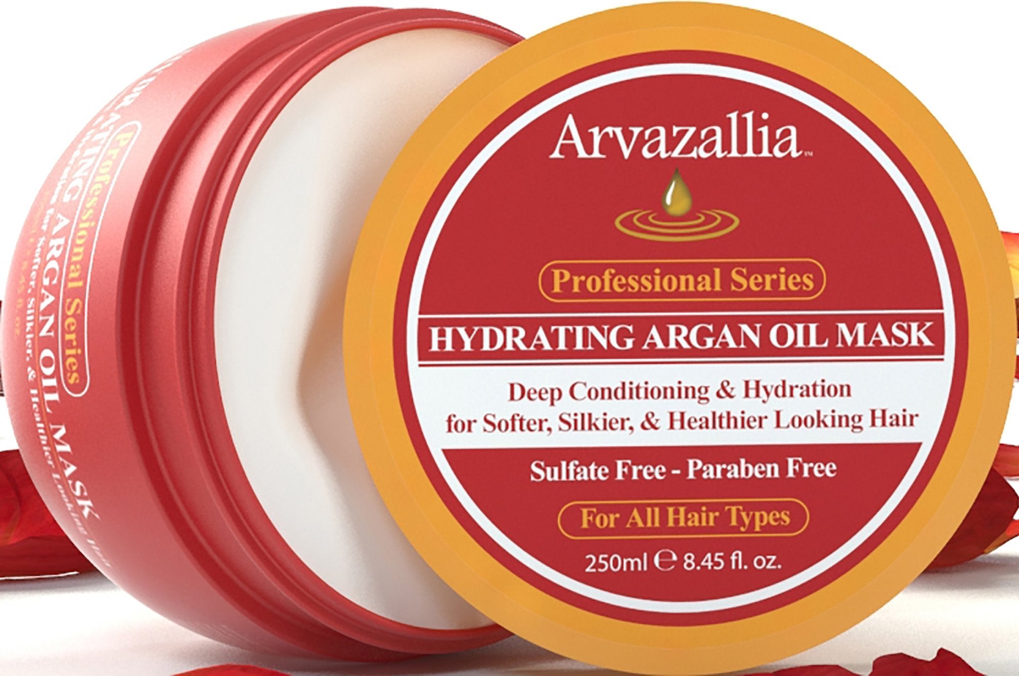 Arvazallia Hydrating Argan Oil Hair Mask & Deep Conditioner – For Dry or Damaged Hair (8.45 oz Jar)