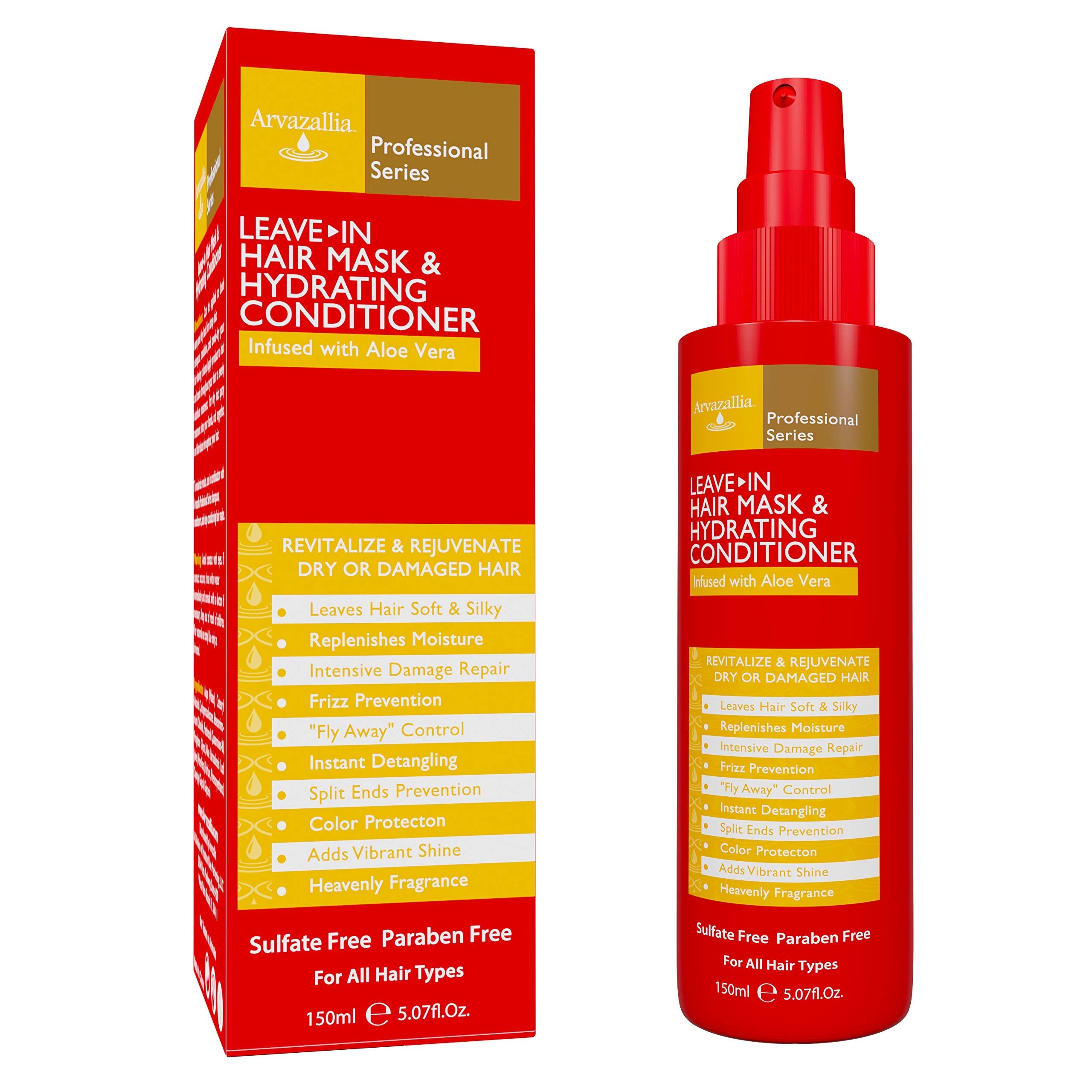 Arvazallia Leave-in Hair Mask & Hydrating Conditioner Spray – Dry or Damaged Hair
