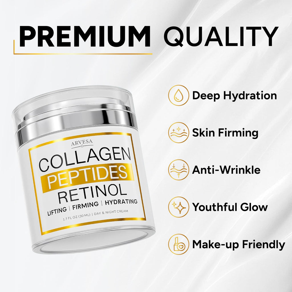 Arvesa Retinol Cream with Collagen Peptides – Day & Night Anti-Aging Moisturizer