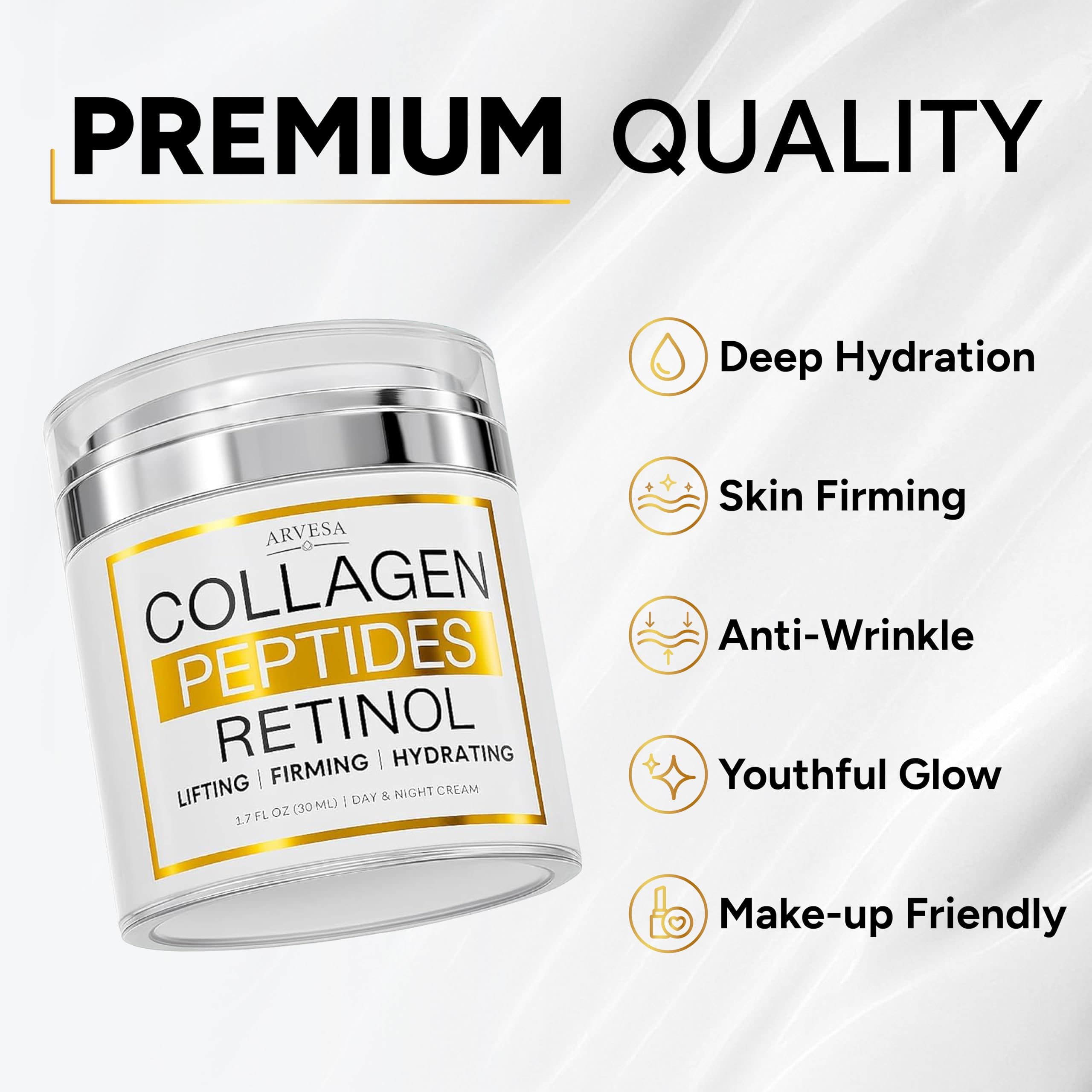 Arvesa Retinol Cream with Collagen Peptides – Day & Night Anti-Aging Moisturizer