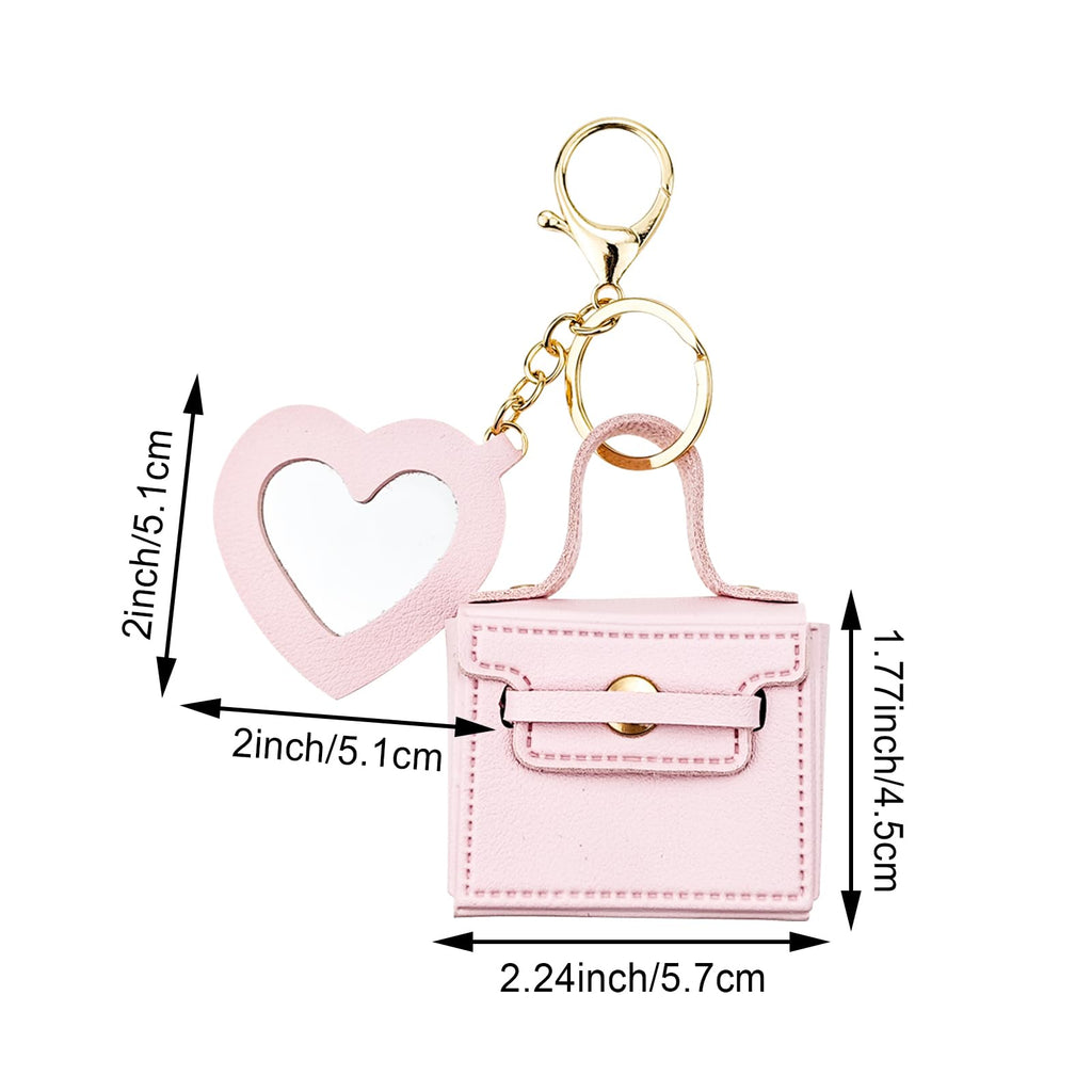 Arvintas 4PCS Super Smalls Makeup Bag with Mirror – Style 2, Leather Mini Bags & Keychain Set