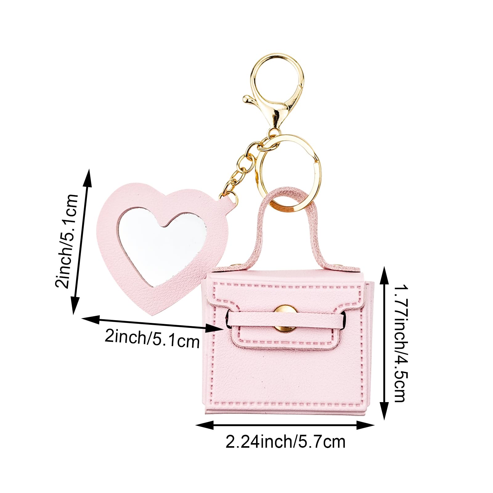 Arvintas 4PCS Super Smalls Makeup Bag with Mirror – Style 2, Leather Mini Bags & Keychain Set