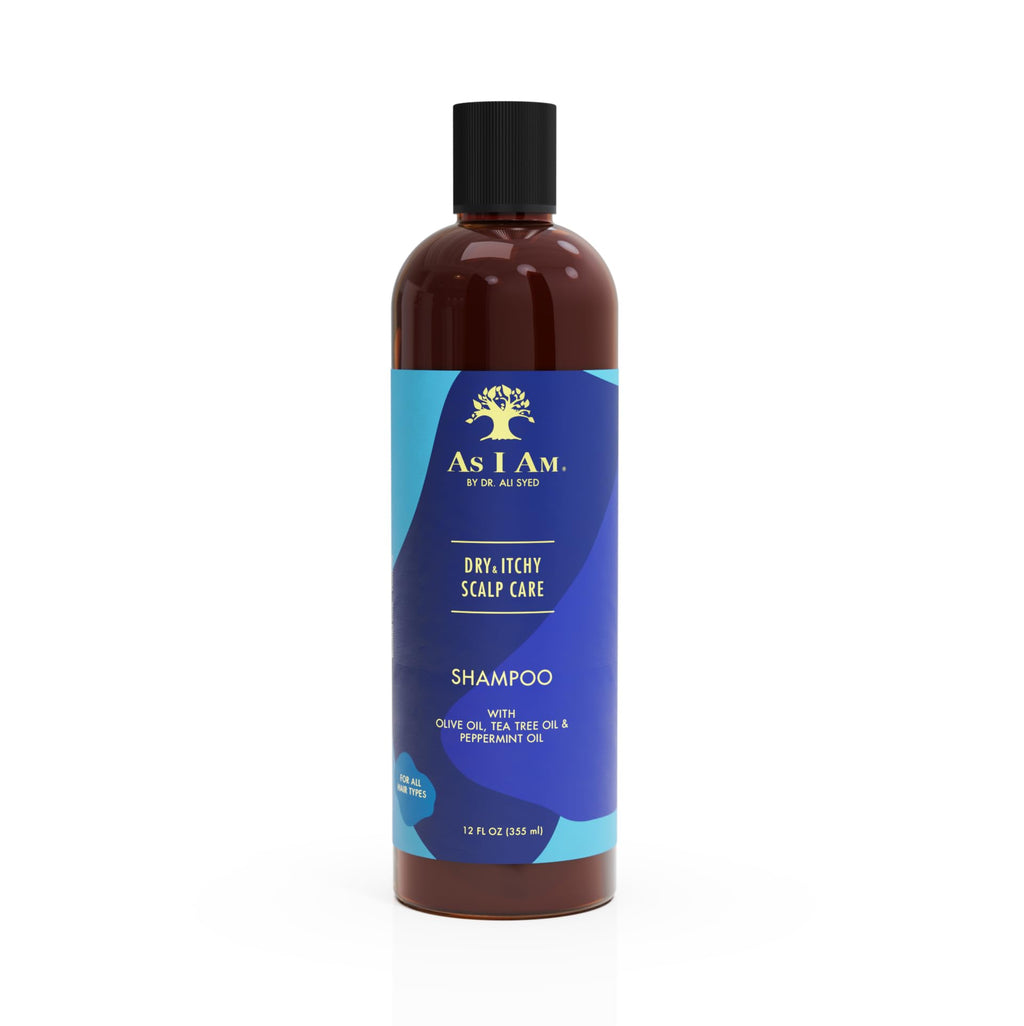 As I Am Dry & Itchy Scalp Care Shampoo – 12 oz | Cleanse & Hydrate with Olive Oil, Tea Tree & Peppermint