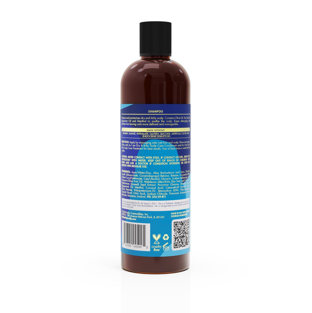 As I Am Dry & Itchy Scalp Care Shampoo – 12 oz | Cleanse & Hydrate with Olive Oil, Tea Tree & Peppermint