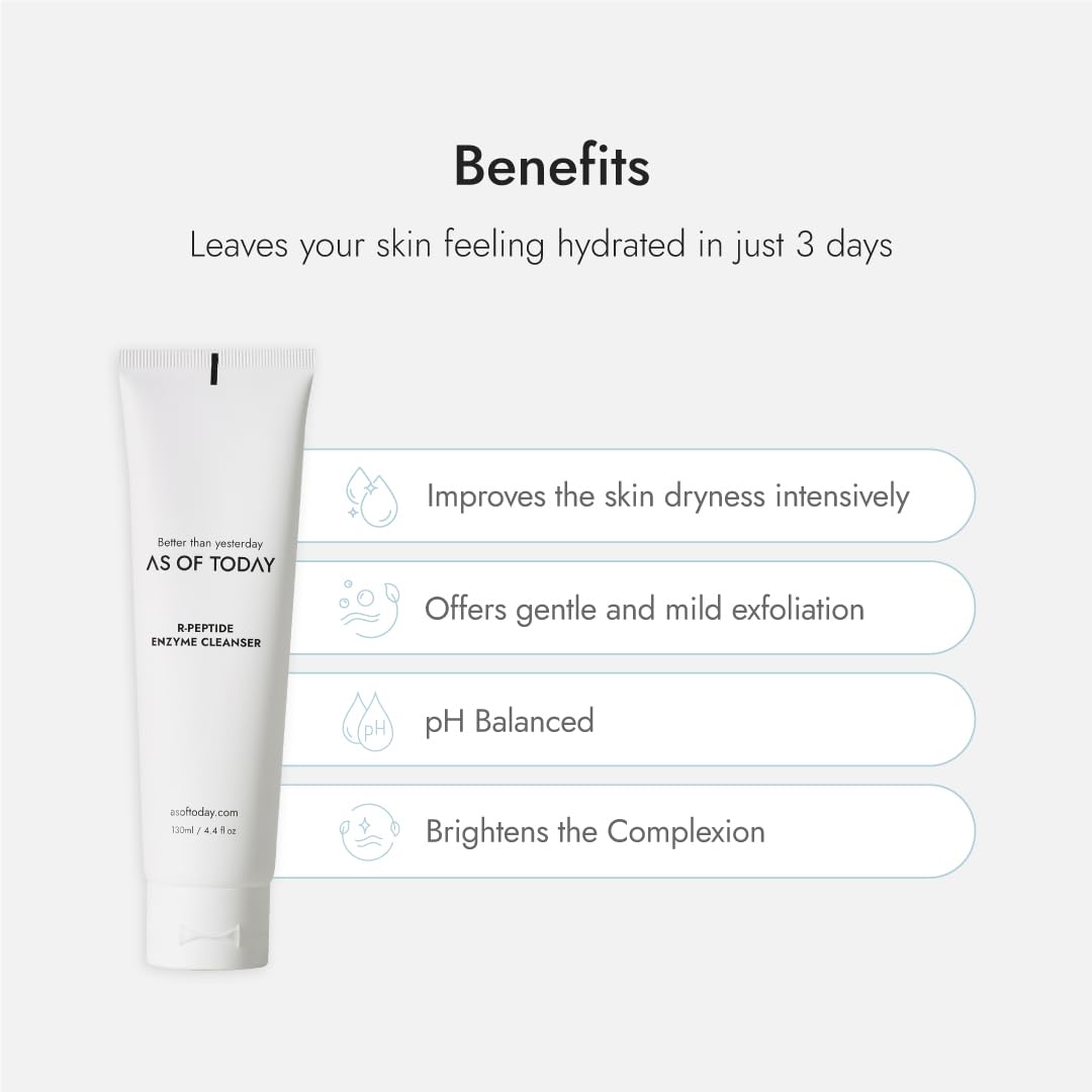 AS OF TODAY R Peptide Enzyme Cleanser – Gentle Hydrating Face Wash, 3.3 oz