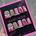 ASABITE Duck Press On Nails – 10 Pcs Handmade 3D Flower Rhinestones (Size S)