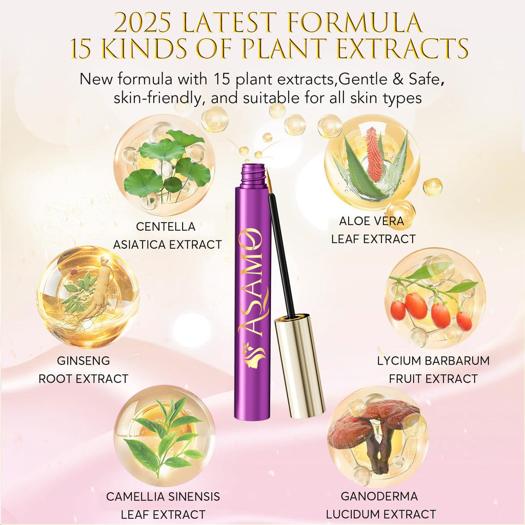 ASAMO Eyelash Growth Serum | 15 Botanical Extracts, Oil-Free & Hypoallergenic - 3ml