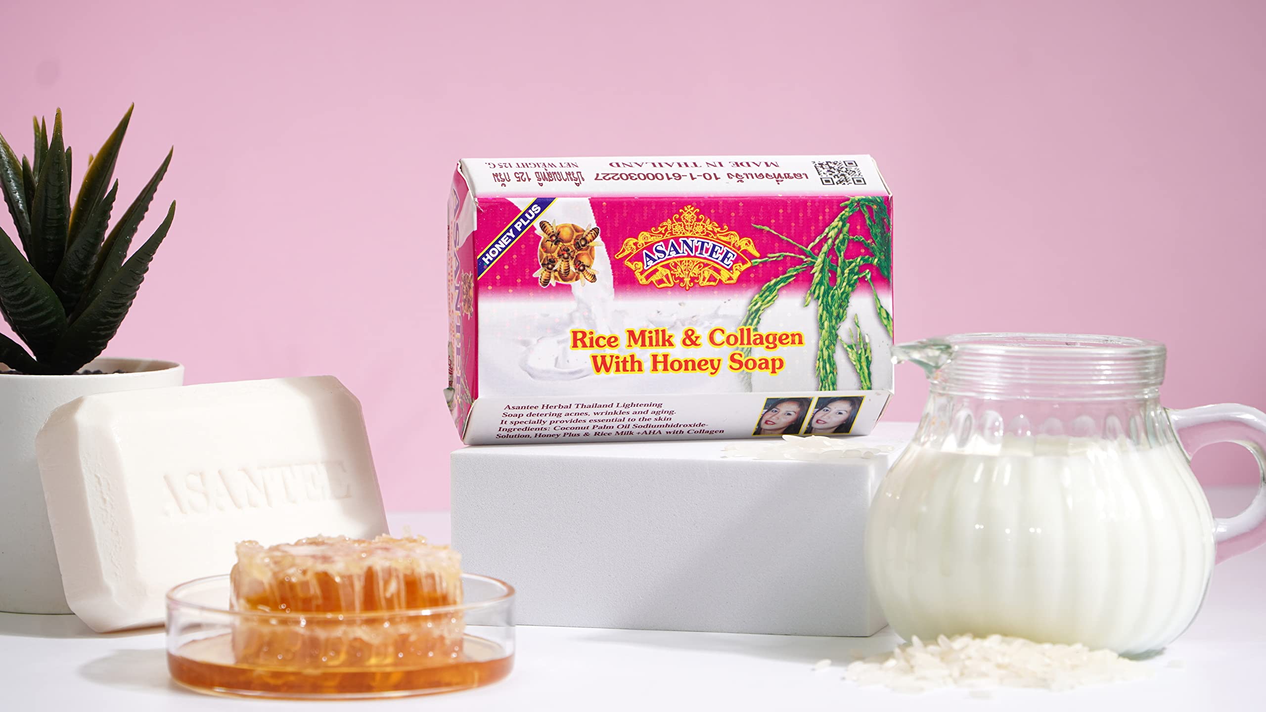 ASANTEE Rice Milk Soap with Collagen & Honey – Luxurious 6-Pack for Soft, Clear, Radiant Skin