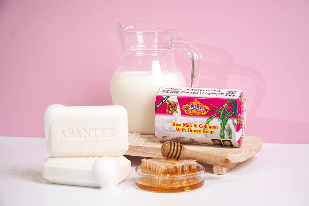 ASANTEE Rice Milk Soap with Collagen & Honey – Luxurious 6-Pack for Soft, Clear, Radiant Skin