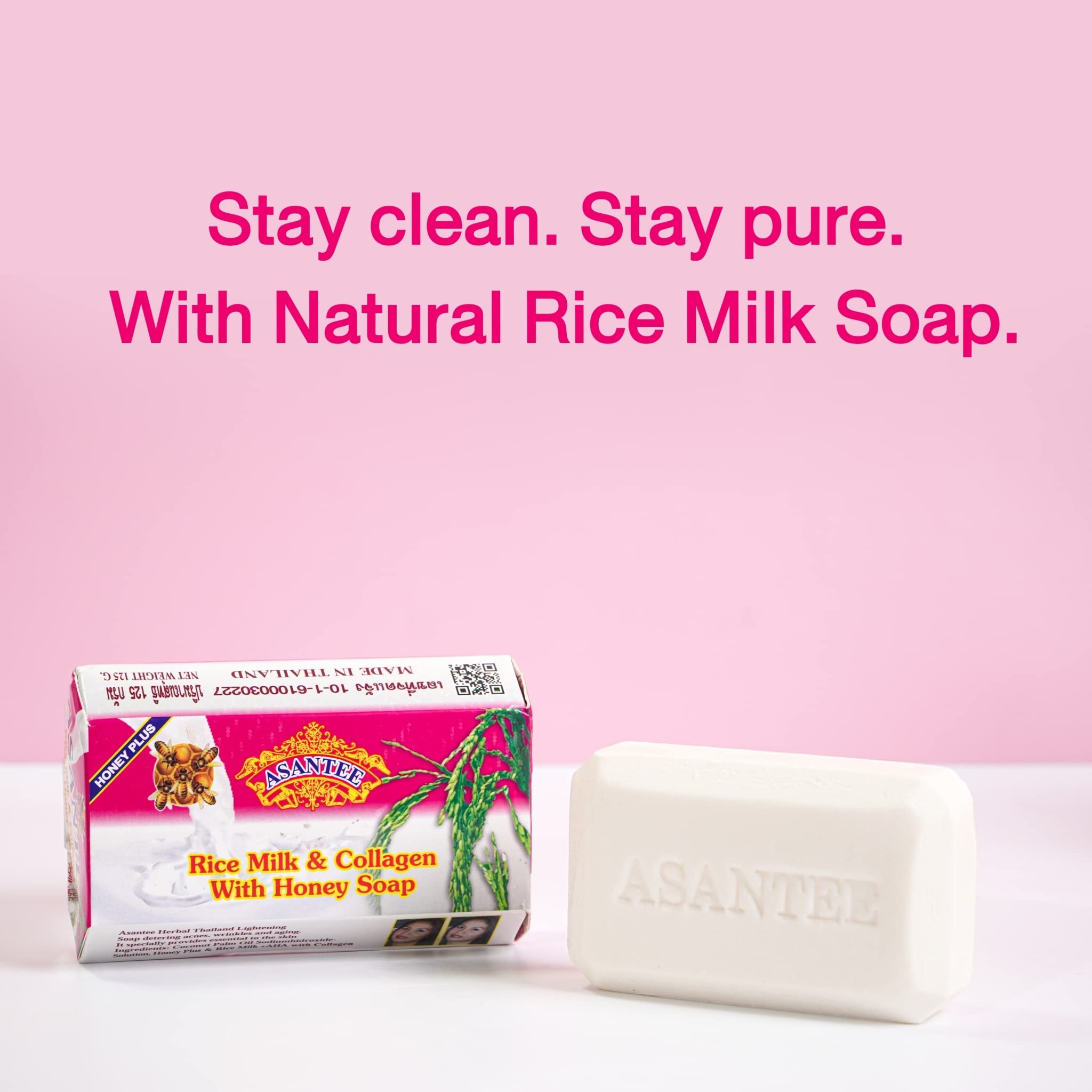 ASANTEE Rice Milk Soap with Collagen & Honey – Luxurious 6-Pack for Soft, Clear, Radiant Skin