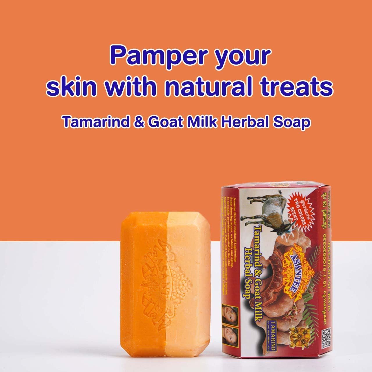 ASANTEE Tamarind & Goat Milk Herbal Soap 125 g – 6 Pack