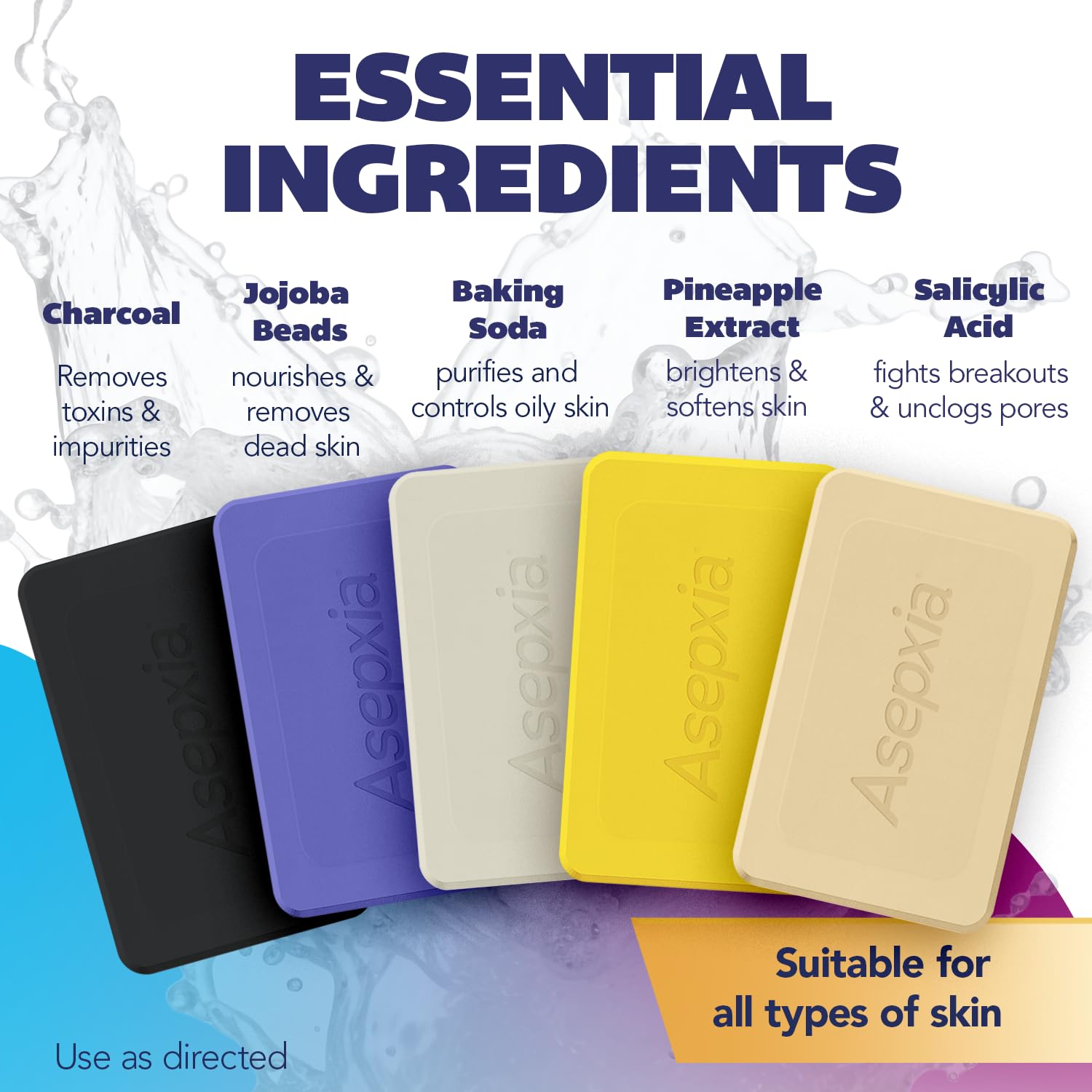 Asepxia Soap Face Wash Variety Pack – 5 Bars for Acne Care, Brightness & Softness | 4 oz Each | 5-Pack