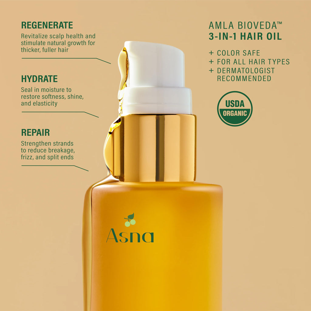 Asna Amla BioVeda 3-in-1 Hair Oil – Organic Hair & Scalp Serum with Bond Complex