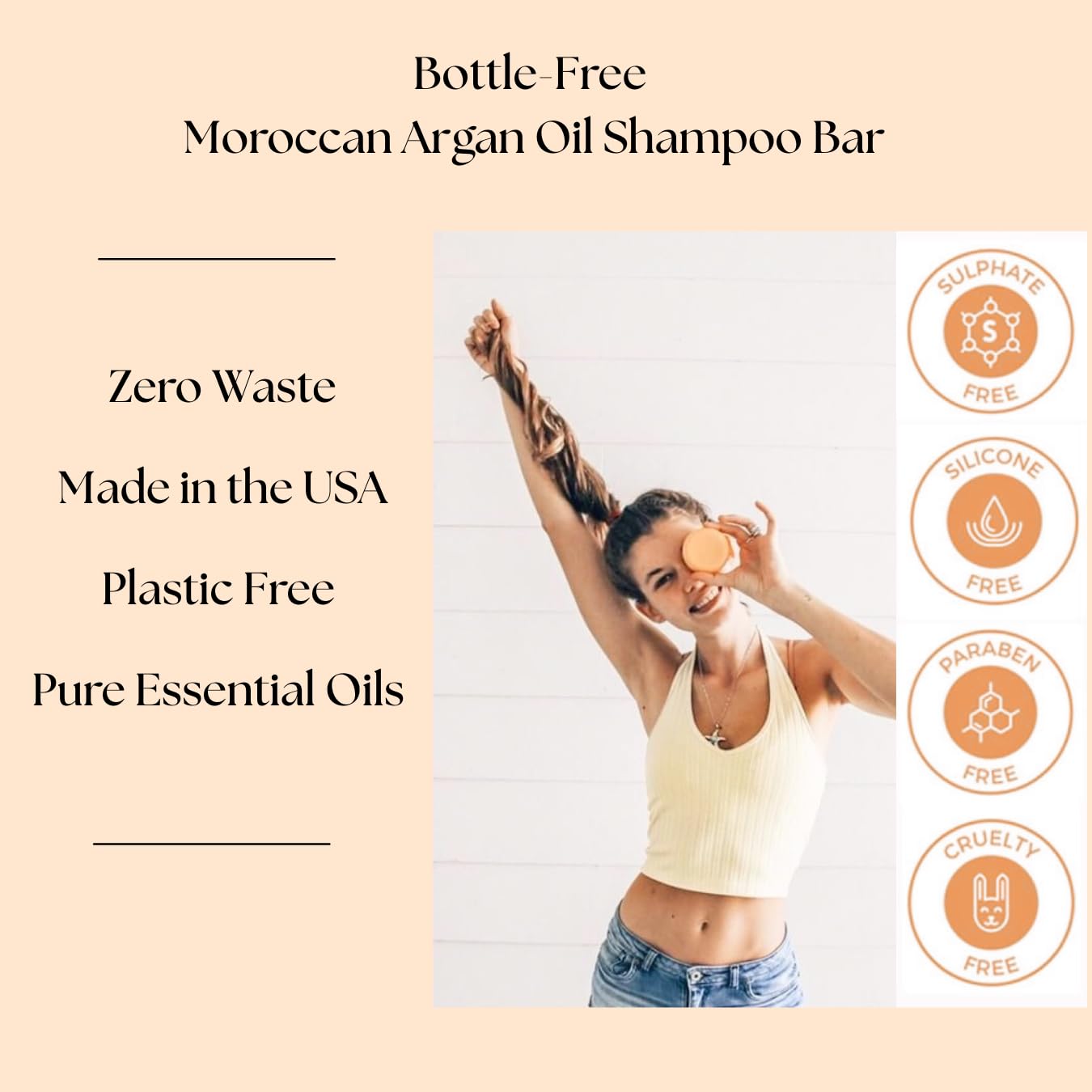 Aspen Kay Naturals Moroccan Argan Oil Shampoo Bar – Organic & Vegan, Sulfate-Free, 3 oz