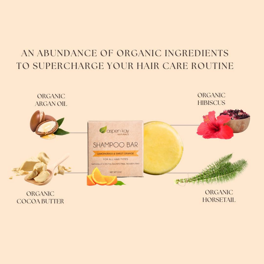 Aspen Kay Naturals Moroccan Argan Oil Shampoo Bar – Organic & Vegan, Sulfate-Free, 3 oz
