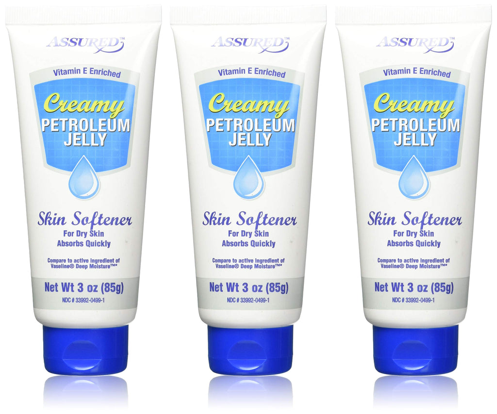 ASSURED Creamy Petroleum Jelly Hand Cream – 3 oz Tubes (3-Pack) with Vitamin E