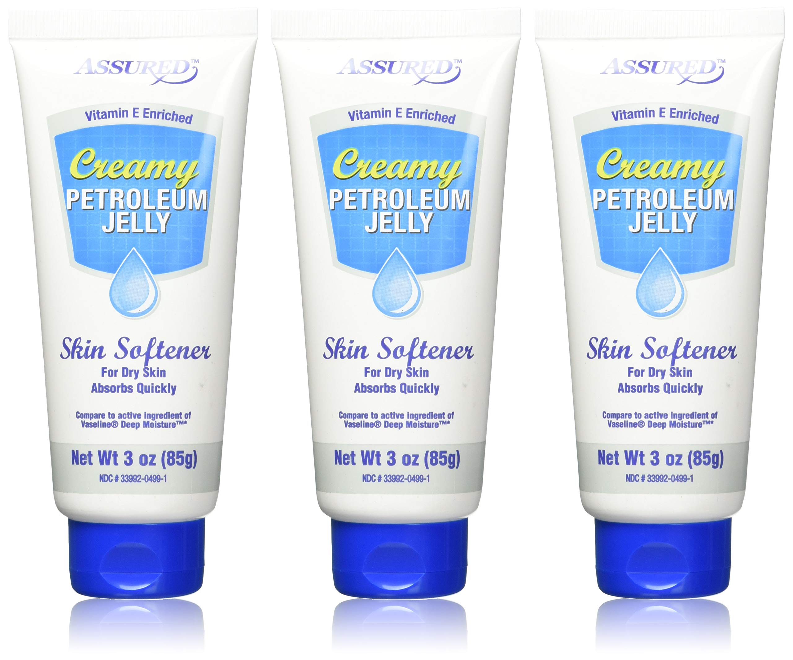 ASSURED Creamy Petroleum Jelly Hand Cream – 3 oz Tubes (3-Pack) with Vitamin E