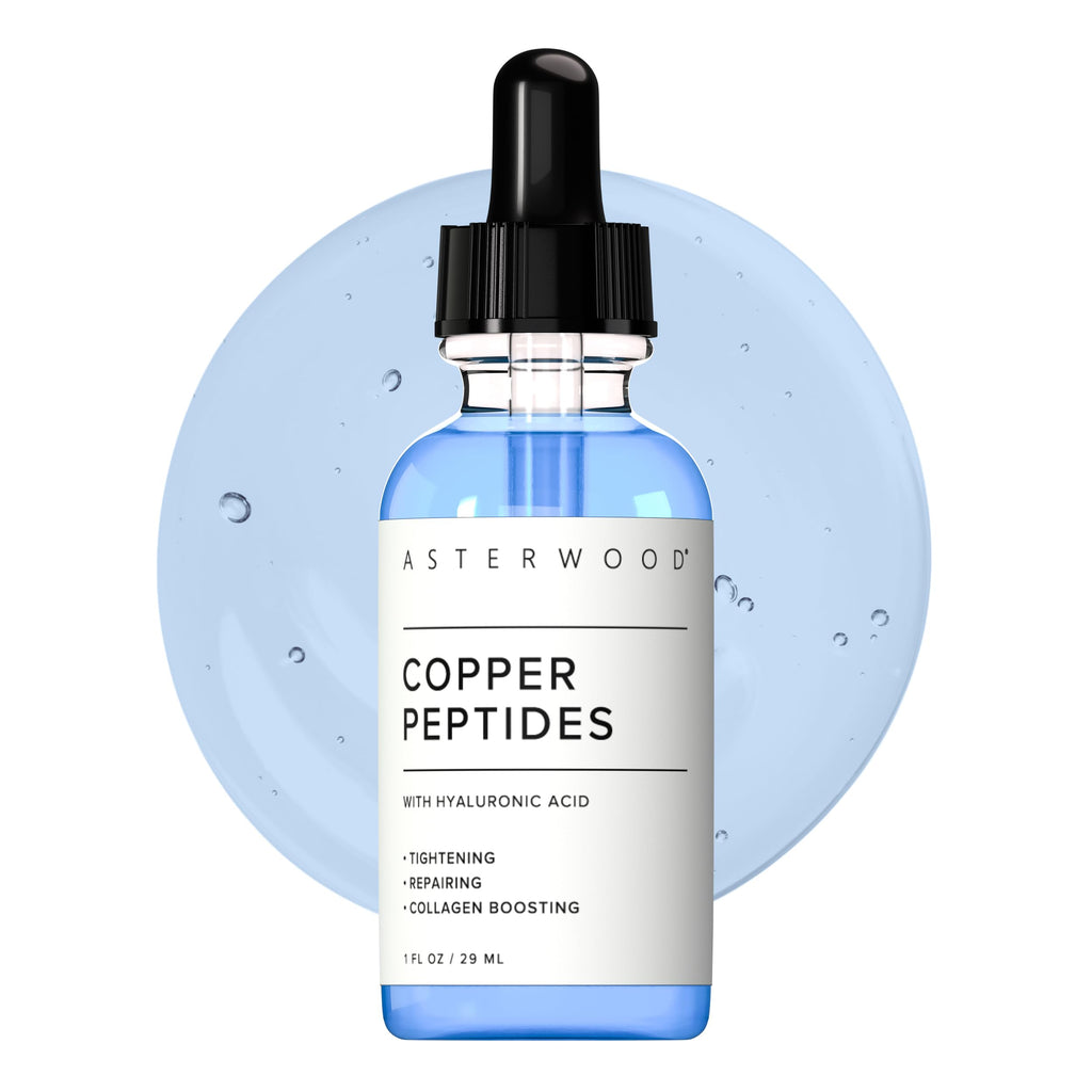 Asterwood Copper Peptides Serum for Face — GHK-Cu + Hyaluronic Acid | Anti-Aging Facial Serum, 1 Fl Oz