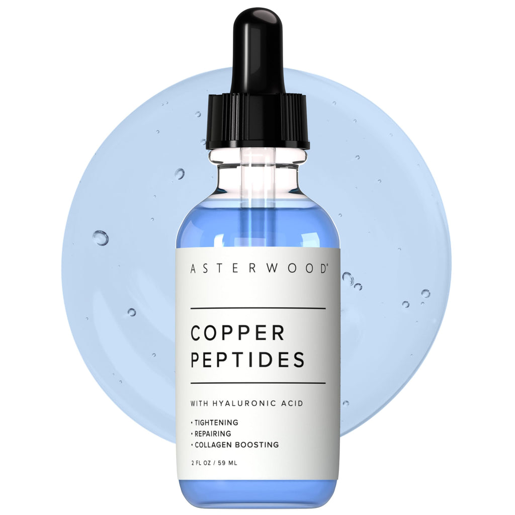 Asterwood Copper Peptides Serum for Face – GHK-Cu + Hyaluronic Acid | Tightening & Hydration | 2 oz