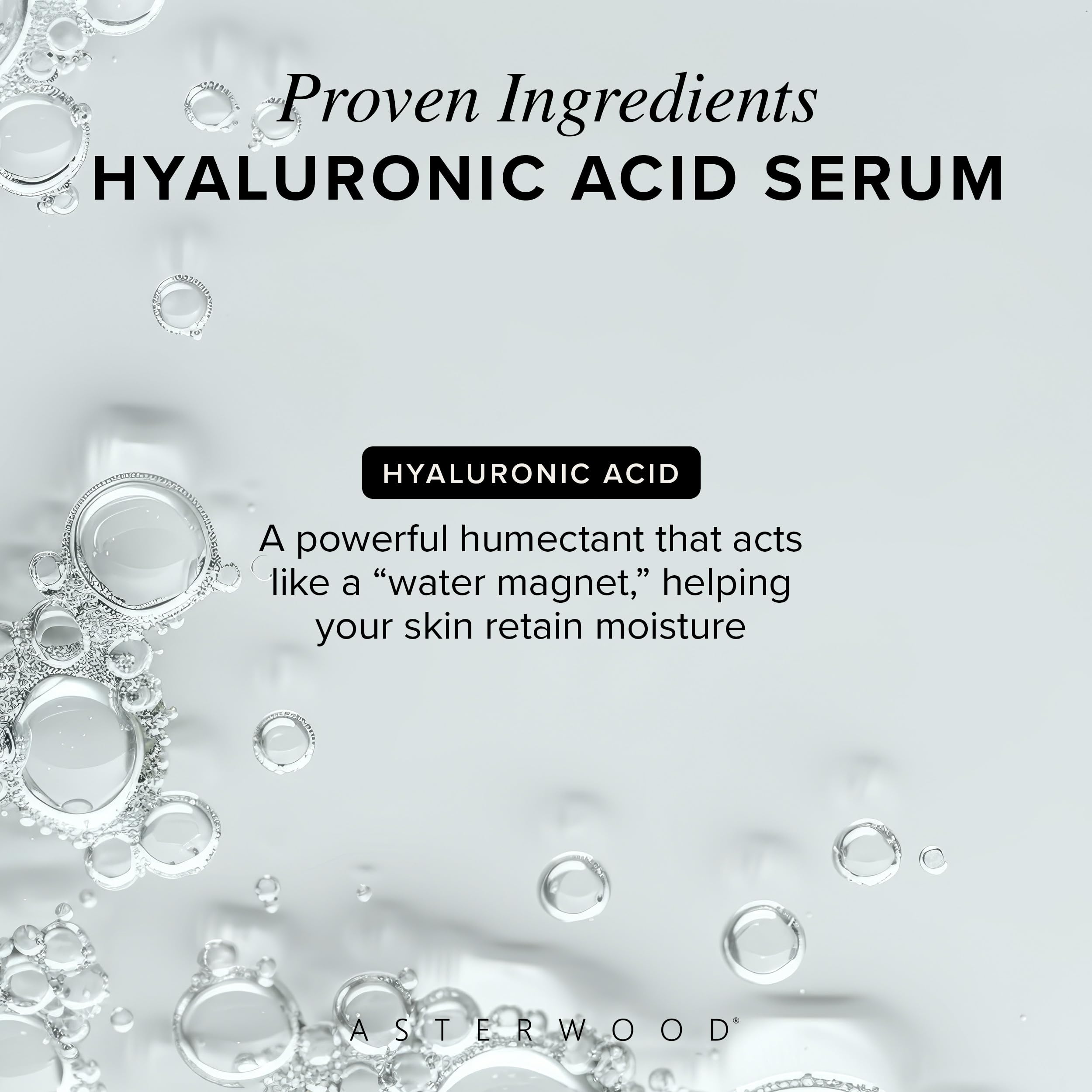 Asterwood Hyaluronic Acid Serum for Face – Fragrance-Free Hydration, Plumping & Anti-Aging | 4 Fl Oz