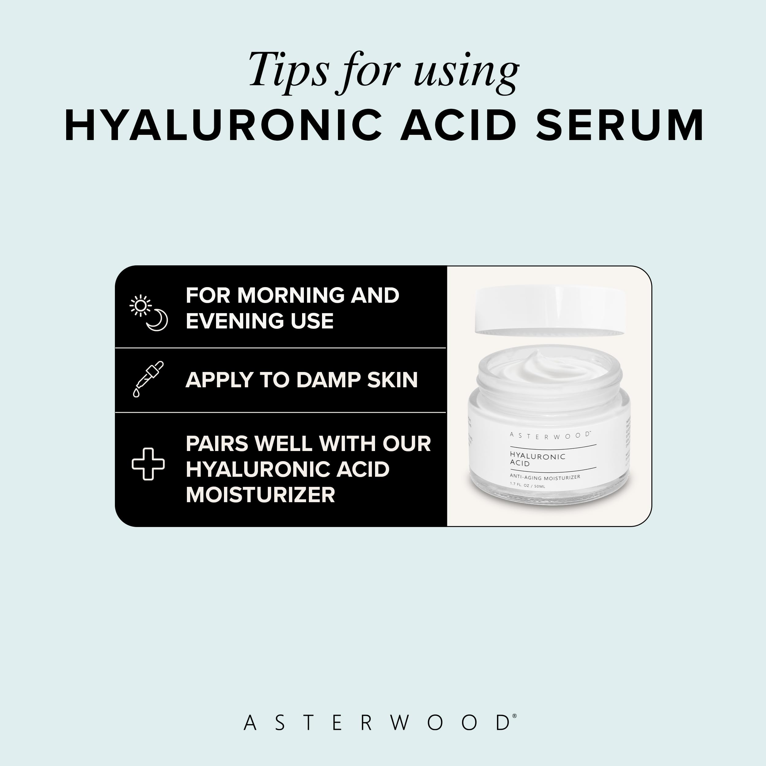 Asterwood Hyaluronic Acid Serum – Hydration, Plumping, Fragrance-Free (8 oz)