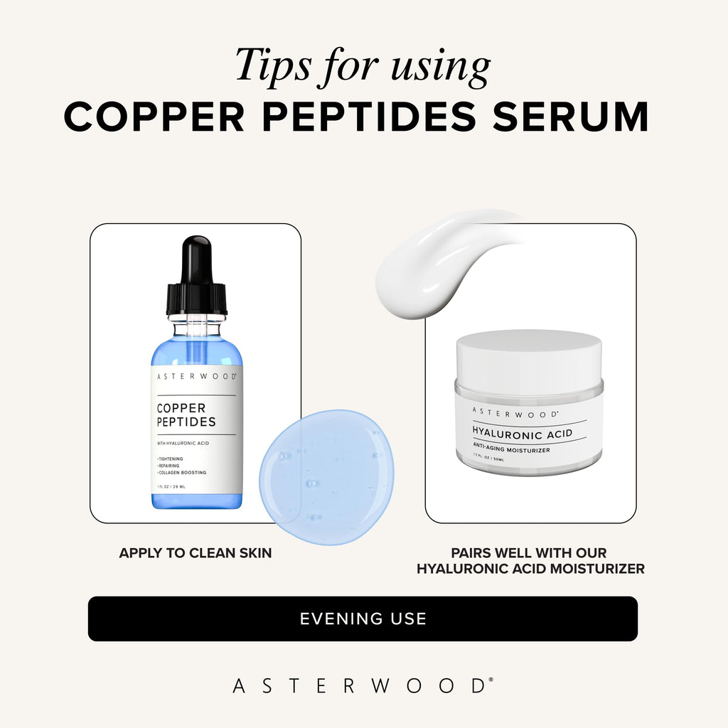 Asterwood Copper Peptides Serum for Face — GHK-Cu + Hyaluronic Acid | Anti-Aging Facial Serum, 1 Fl Oz