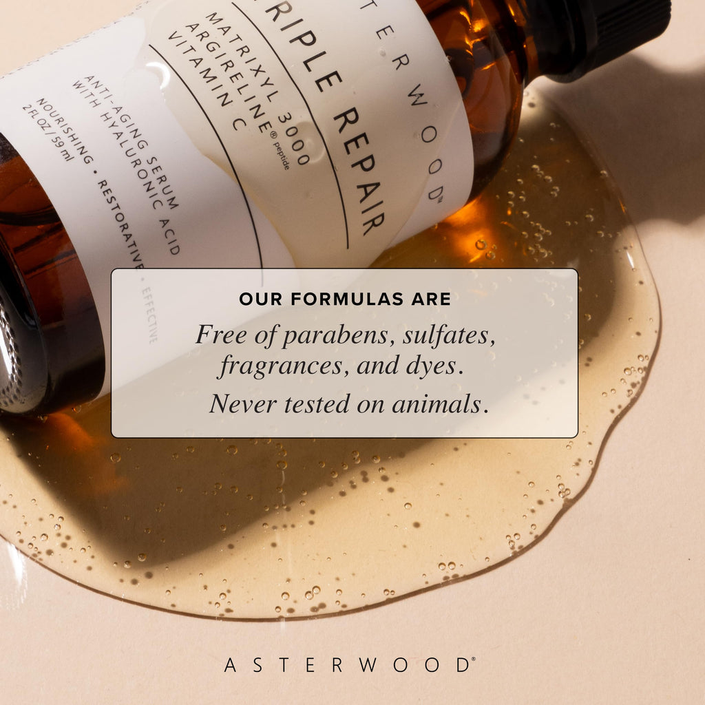 Asterwood Triple Repair Serum – Matrixyl 3000 + Argireline + Vitamin C + Hyaluronic Acid | Fragrance-Free, 2 oz