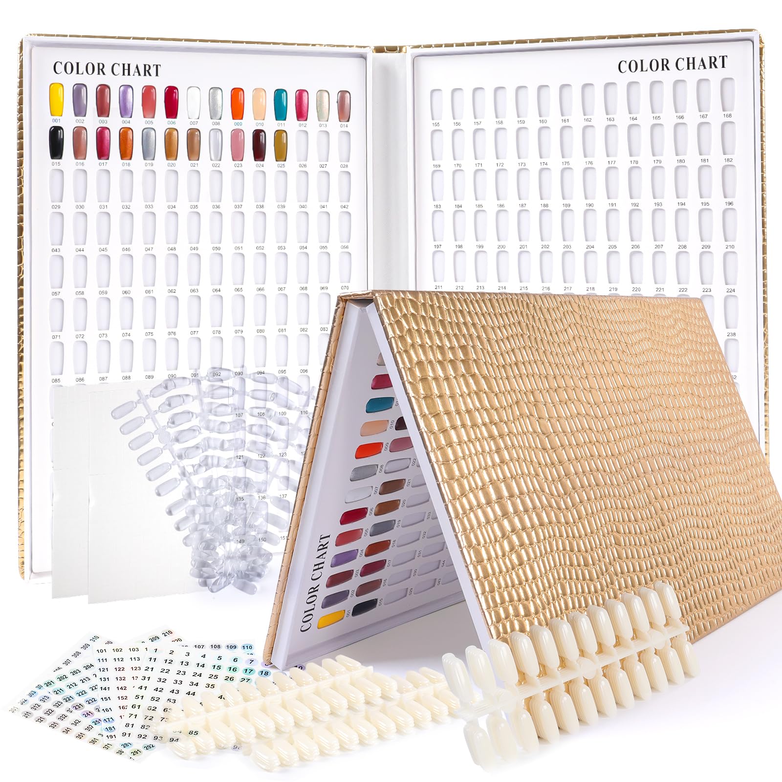ASTONFOG 308 Colors Nail Swatches Book with 480 Nail Tips – Professional Display & Practice Card