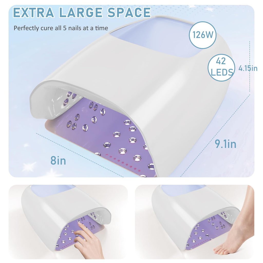 ASTONFOG 126W Cordless UV LED Nail Lamp – Auto Sensor & 4 Timers