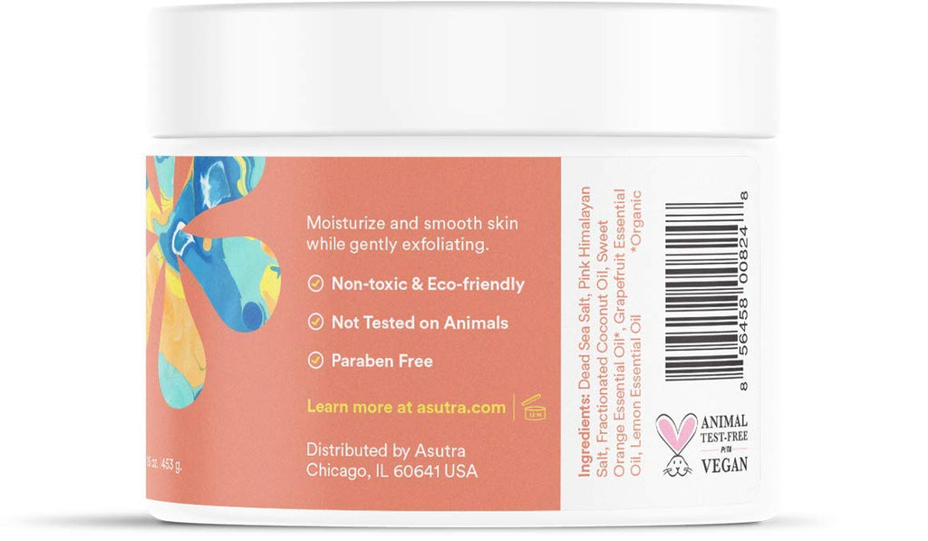 ASUTRA Dead Sea Salt Essential Oil Scrub with Vitamin C, 16 oz – Ultra Hydrating & Gentle