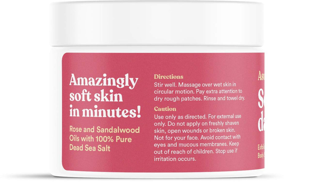 ASUTRA Dead Sea Salt Body Scrub – Rose, 16 oz | Ultra Hydrating & Gentle Exfoliation