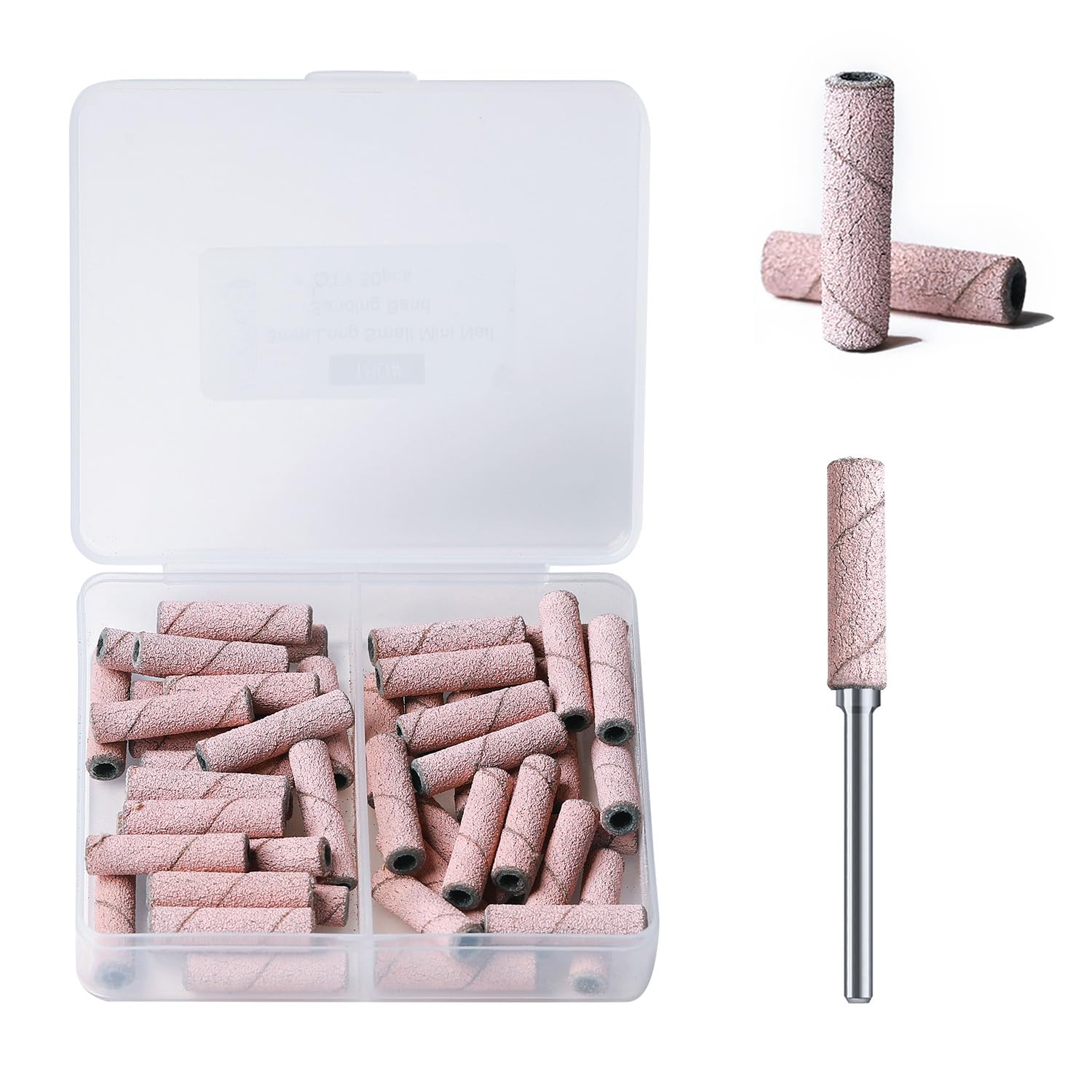 ASWEINA 50pcs Nail Drill Bits Set – Upgraded 3.1mm Mandrel, 20mm Sanding Bands, Pink